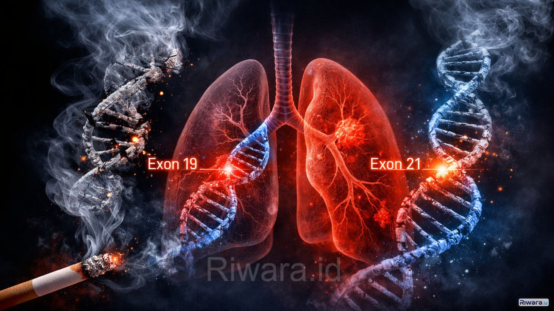 Ilustrasi Mutasi EGFR pada Kanker Paru Berbeda antara Perokok dan Non-Perokok, Studi Indonesia Ungkap Detail Exon